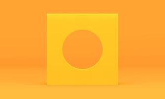 Yellow circle squared frame 3d block vertical wall foundation decor element realistic vector