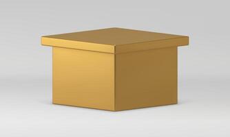 3d podium golden foundation platform isometric squared construction for promo presentation vector