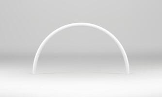 White 3d arch metallic rod curved column indoor decorative design for product presentation vector