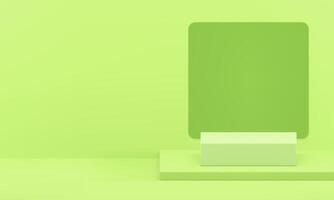 Green 3d podium squared level foundation wall empty space hole performance studio background vector