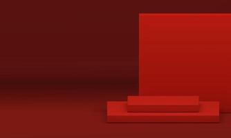 Red 3d podium foundation level steps construction basic geometric wall studio background vector