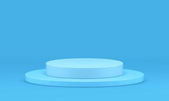 Blue 3d podium cylinder level platform foundation for retail merchandise product vector
