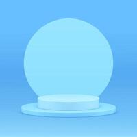 Blue 3d pedestal round basic foundation level stairs with wall advertising studio background vector