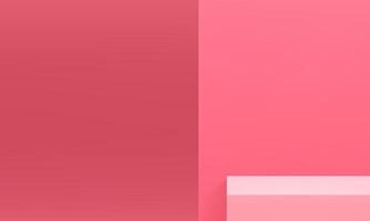 3d podium pink squared foundation corner studio background promo showcase realistic vector