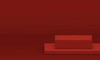 Red 3d podium squared stage level foundation platform for event contest win celebration vector
