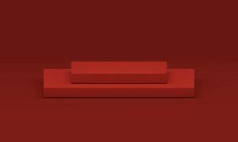 Red 3d podium squared level construction geometric award arena for product presentation vector