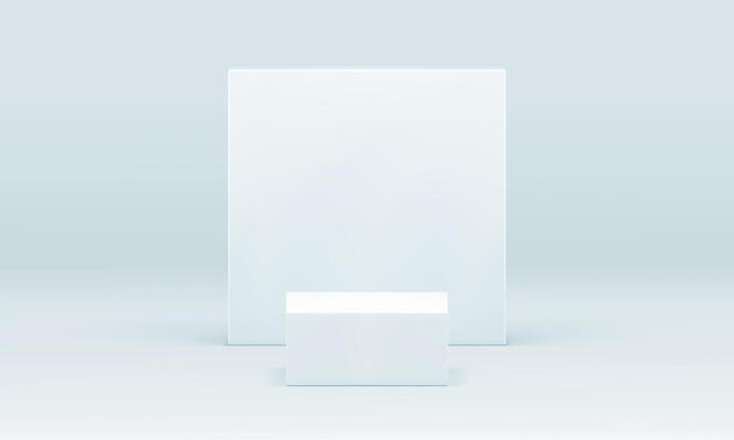 White 3d pedestal cube stage squared wall geometric construction product promo presentation
