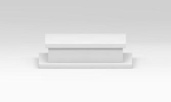 White 3d podium squared level stage basic foundation platform design realistic illustration vector