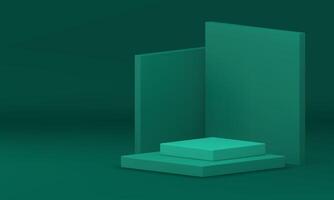 Green 3d podium geometric construction squared corner wall basic foundation realistic vector