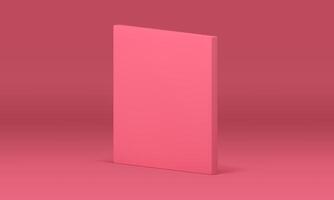 Pink 3d wall rectangular vertical platform geometric element isometric design realistic vector