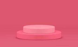 3d podium pink cylinder level foundation award arena minimalist studio background realistic vector