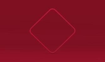 Red 3d rhombus frame geometric vertical stand foundation decor element realistic illustration vector