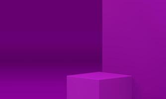 Purple 3d pedestal squared showcase foundation stage corner minimalist studio background vector