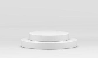 White 3d podium round steps stage award arena for event win competition celebration realistic vector