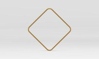 Golden 3d rhombus frame decorative element for presentation logo design realistic vector