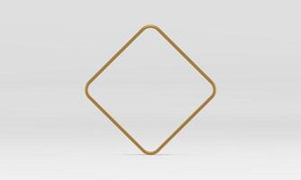 Golden 3d rhombus frame decorative element for presentation logo design realistic vector