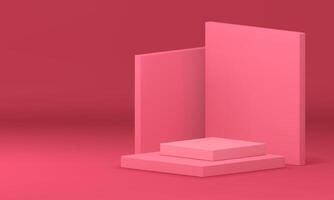 Pink 3d podium level squared geometric stage retail merchandise construction realistic vector
