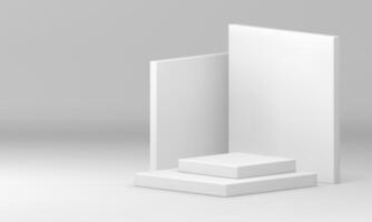White 3d podium geometric stage level steps basic foundation construction realistic vector