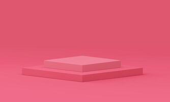 Pink squared 3d podium advertising foundation geometric level construction realistic vector
