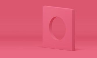 Pink 3d squared wall hole vertical isometric basic foundation presentation design realistic vector