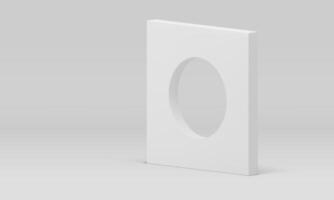 White 3d hole wall squared geometric block isometric decor element vertical foundation vector