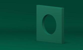 Green 3d block vertical platform hole basic foundation decor element studio background vector