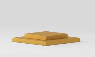 Golden 3d podium squared basic foundation level platform for product presentation realistic vector