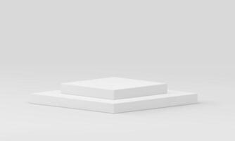 White 3d podium squared level construction platform isometric base foundation realistic vector