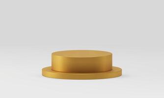 Golden 3d podium cylinder basic foundation award arena construction level platform realistic vector