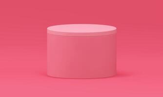Pink 3d podium cylinder basic foundation gift box container minimalist design realistic vector