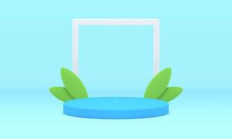 3d podium frame advertising space spring design minimalist empty foundation studio background vector