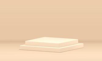 3d podium beige stairs squared showcase for product presentation realistic illustration vector