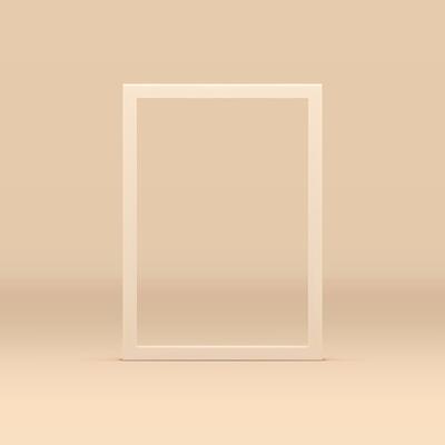 Beige 3d frame rectangular showcase decor element vertical foundation realistic