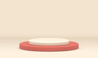 3d podium red cylinder foundation step level empty award arena for product performance vector