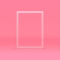 3d pink frame rectangular decor element display for product performance realistic vector