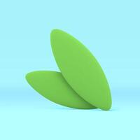 3d green leaves two minimalist foliage natural decor element eco botanical design realistic vector