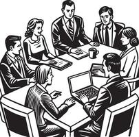 group of business people meeting in office illustration vector