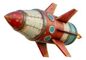 Retro styled red and white rocket png