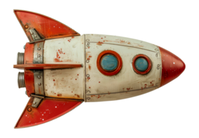 Retro styled red and white rocket png