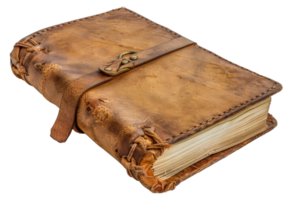 A leather bound book with a leather strap - stock .. png