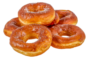 A stack of donuts with powdered sugar on top - stock .. png