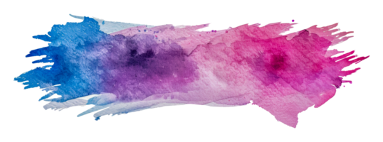 Artist's watercolor brush strokes in pink and blue, cut out - stock . png