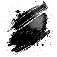 Dynamic black paint smear with splatter on transparent background - stock .. png