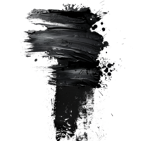 Dynamic black paint smear with splatter on transparent background - stock .. png