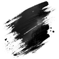 Dynamic black paint smear with splatter on transparent background - stock .. png