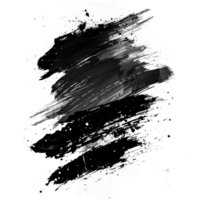 Dynamic black paint smear with splatter on transparent background - stock .. png