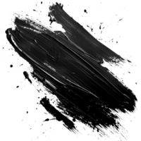 Dynamic black paint smear with splatter on transparent background - stock .. png