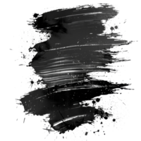 Dynamic black paint smear with splatter on transparent background - stock .. png