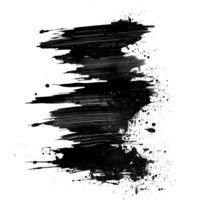 Dynamic black paint smear with splatter on transparent background - stock .. png