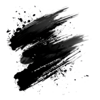 Dynamic black paint smear with splatter on transparent background - stock .. png